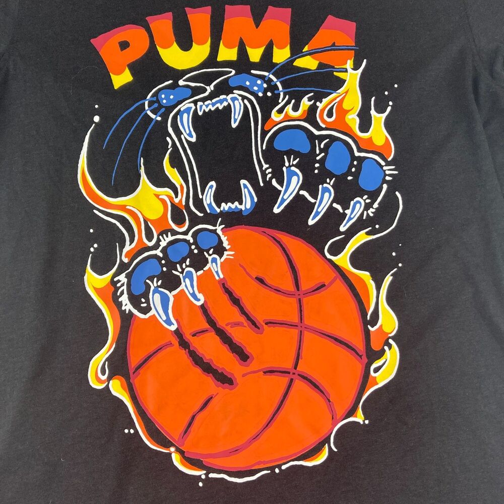 PUMA Basketball TSA Tee 6 Mens L Black Graphic T Shirt 624825-01 NWT
